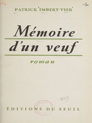 cover image of Mémoire d'un veuf